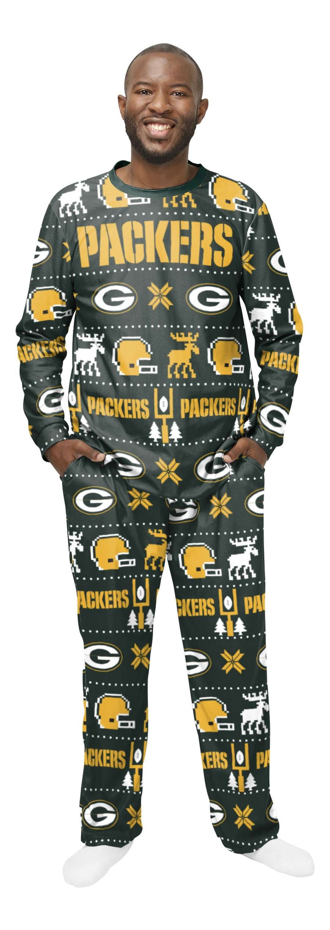 FOCO - NFL Green Bay Packers Crewneck Ugly Pajama Schlafanzug - Mehrfarbig