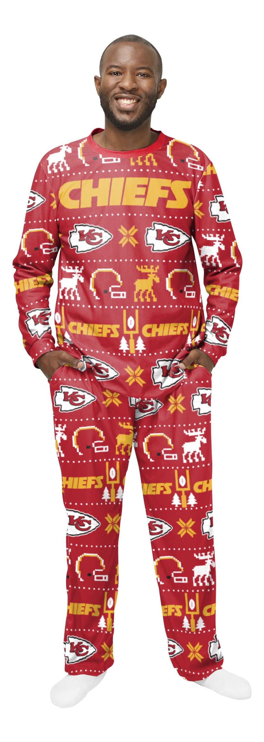 FOCO - NFL Kansas City Chiefs Crewneck Ugly Pajama Schlafanzug - Mehrfarbig